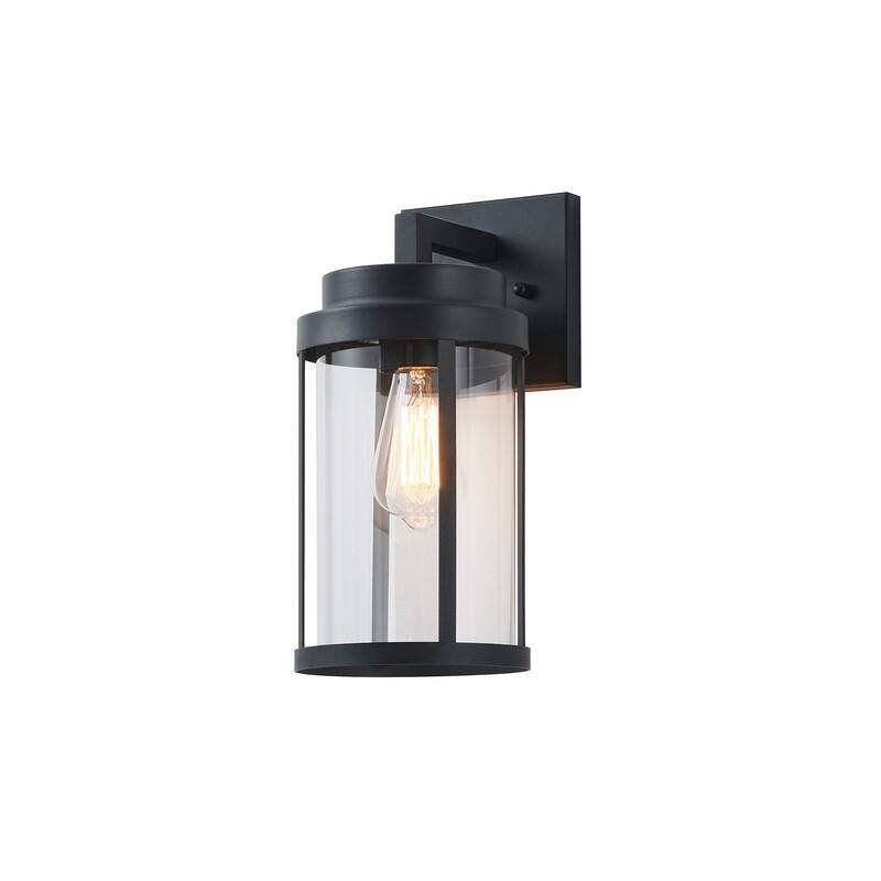 KAWOTI 13.63" Cylindrical Outdoor Wall Sconce Black - W6.5" x E7.9" x H13.63" - Black