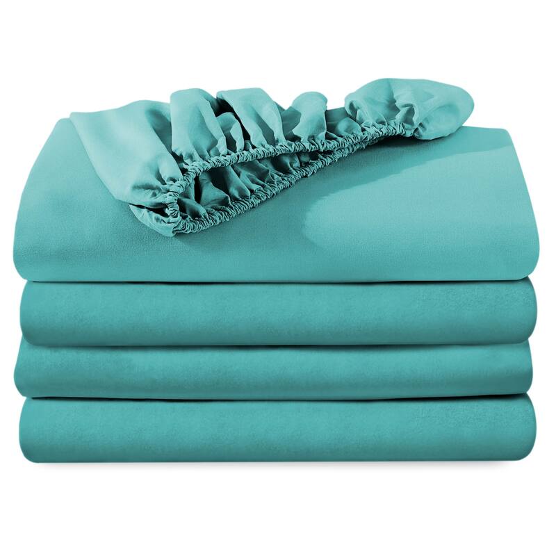 Bare Home 2-Pack Microfiber Fitted Bottom Sheets - Split King - Aqua