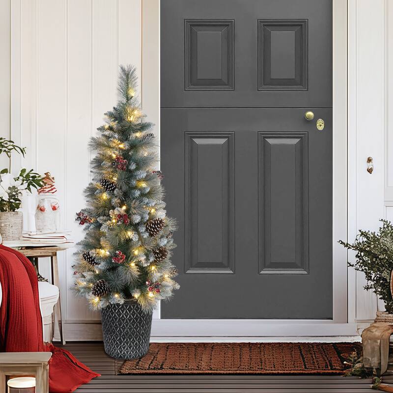 Puleo International 4.5' Pre-Lit Potted Sterling Pine Tree