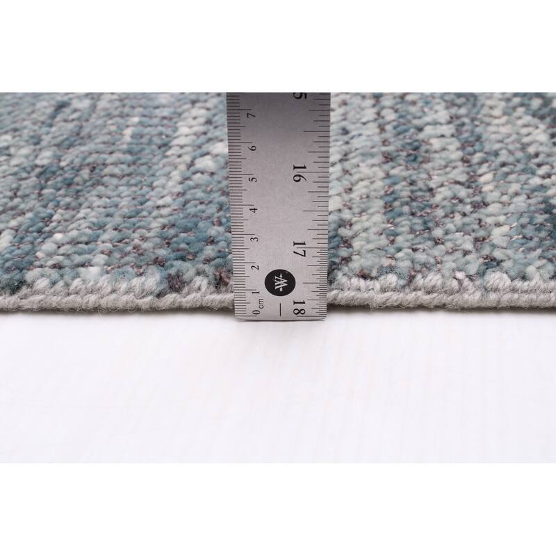 ECARPETGALLERY Hand-knotted Silk Shadow Turquoise Wool Rug - 7'10 x 9'6