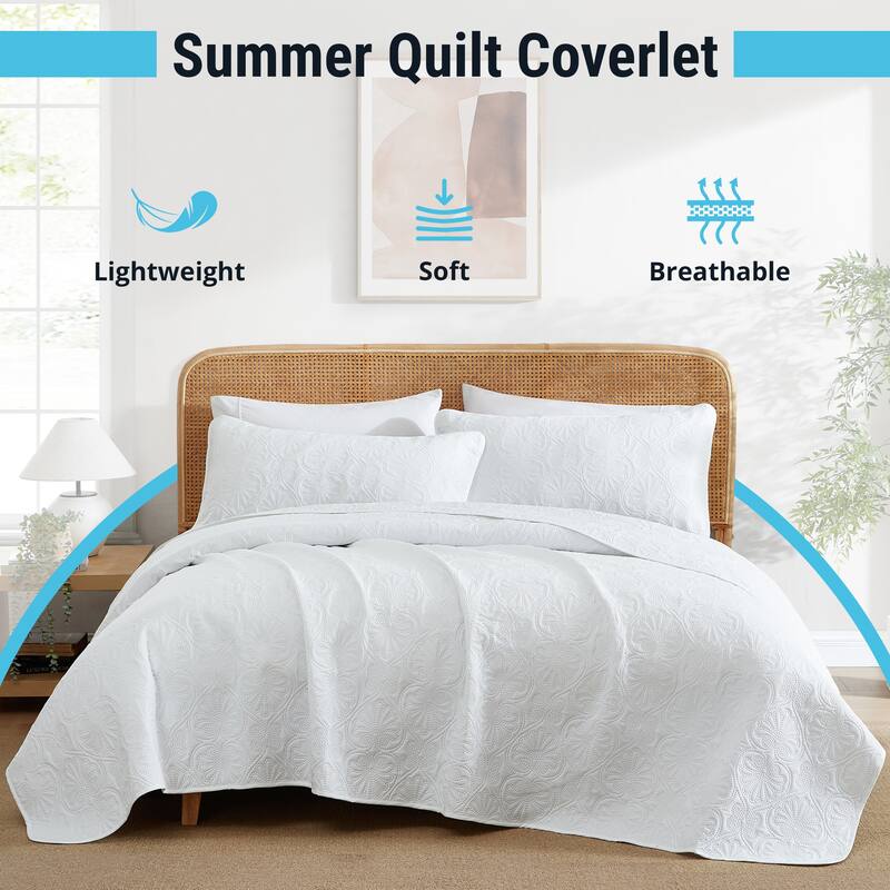 HLC.ME Benji - 3 Piece Size Quilt Set, Lightweight Bedspread Coverlet Set