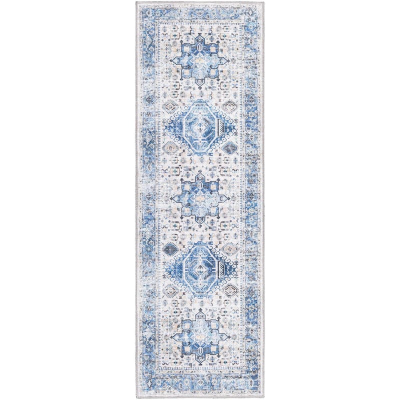 Traditional Tira Collection Area Rug - 2'x6' - Royal Blue