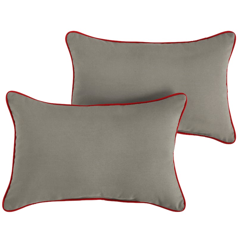 Sunbrella Canvas Charcoal/ Canvas Jockey Red Corded Indoor/ Outdoor Pillows (Set of 2)
