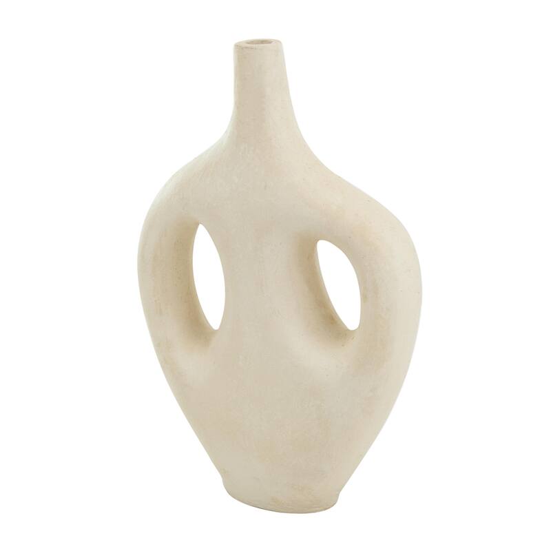 Paper Mache Abstract Double Handle Decorative Vase - Beige - Roche River Decor