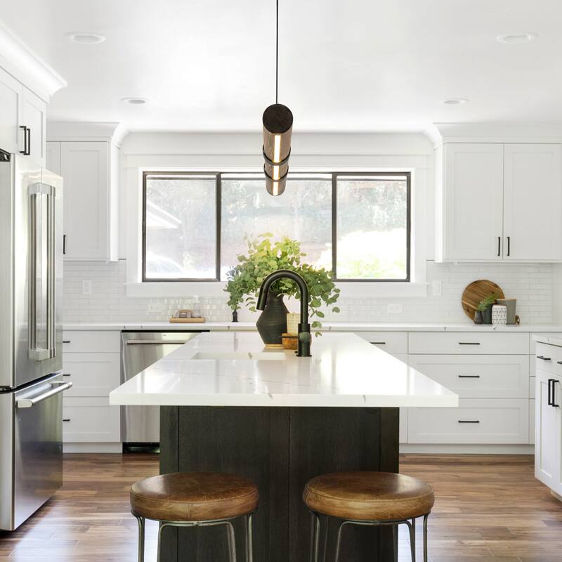 41.3 in. Farmhouse Rustic Linear Wood Integrated LED 3000K Pendant Light