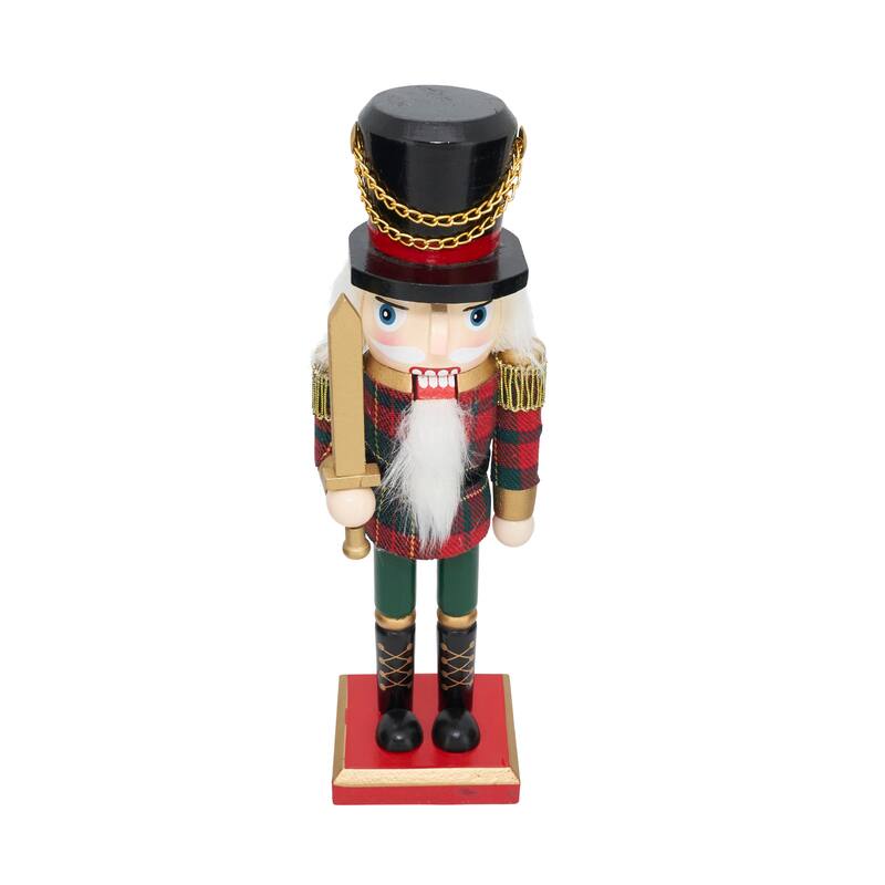 Traditional Nutcracker Figurine, Holiday Décor - Red/Green Soldier - 10"