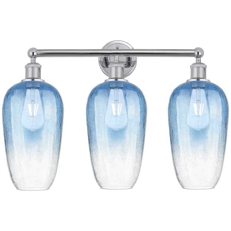Innovations Lighting 616-3W-18-25 Brookhaven Flute Vanity Brookhaven - Polished Chrome / Sapphire Blue