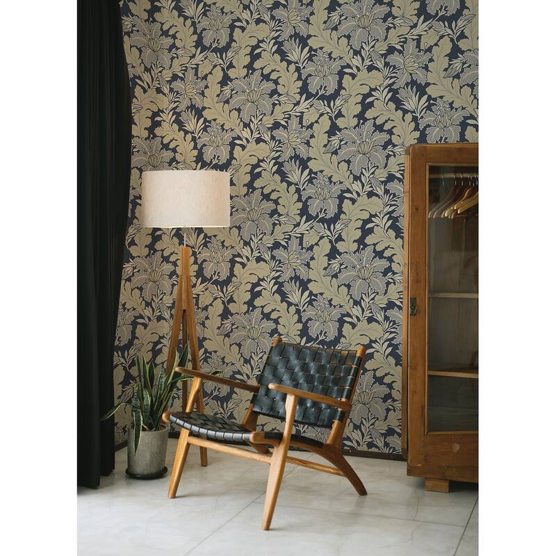 A-Street Prints Butterfield Navy Floral Wallpaper