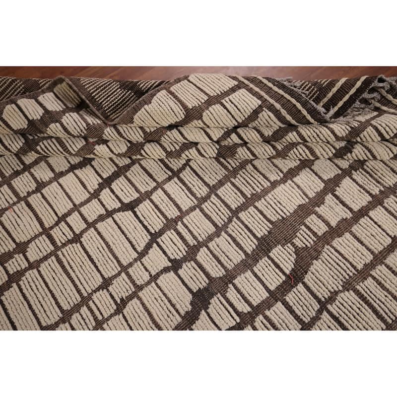 All-Over Moroccan Oriental Large Area Rug Hand-Knotted Wool Carpet - 12'0" x 18'8"
