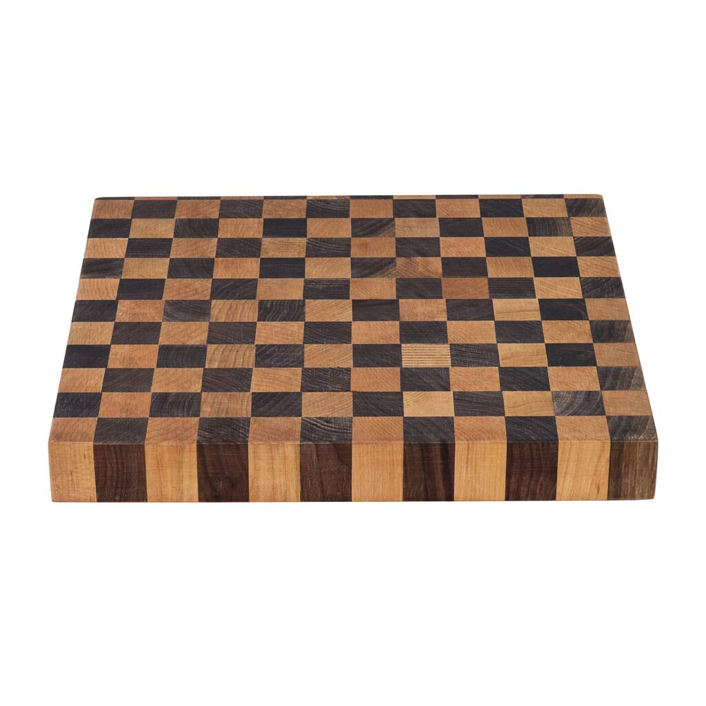 Ruvati 17 in. Grain American Walnut and Maple Checkered Butcher Block Solid Wood Cutting Board