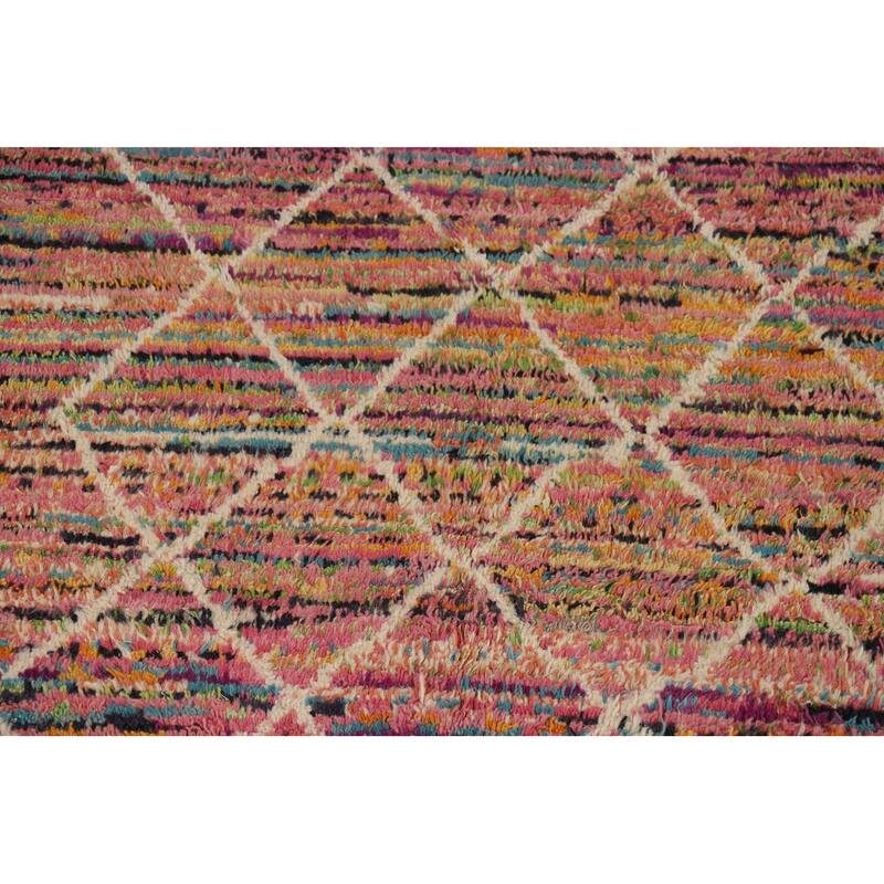 Trellis Plush Moroccan Oriental Area Rug Hand-Knotted Wool Carpet - 6'1" x 9'8"