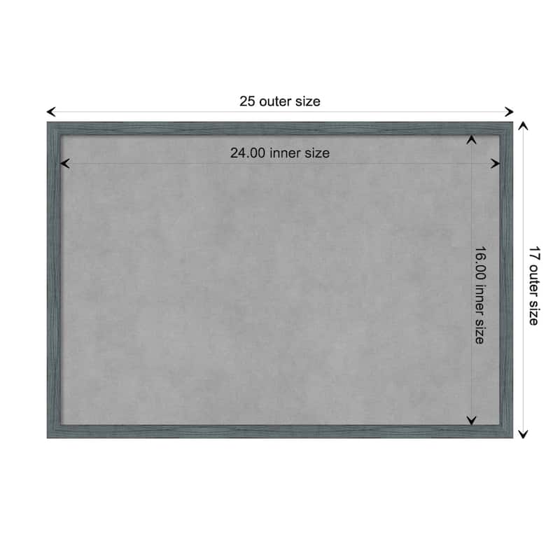 Amanti Art Dixie Blue Grey Rustic Narrow Framed Magnetic Board - Board Size 24x16