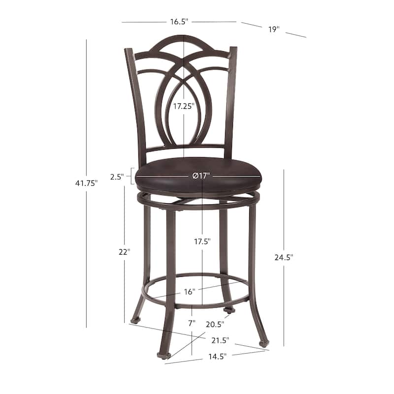 Linon Khalifah Brown Seat Metal Swivel Counter Stool