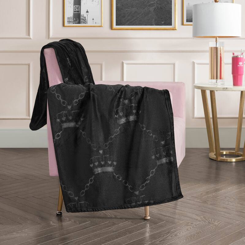 Juicy Couture Embossed Plush Throw Blanket