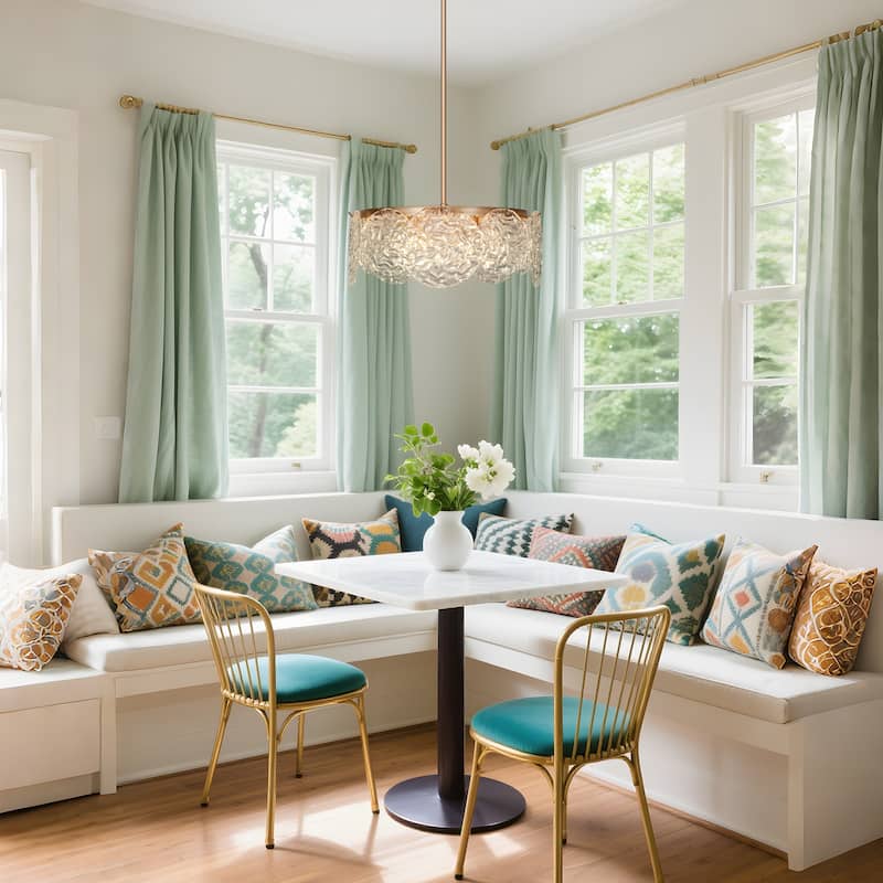 Modern Glam 5-Light Gold Drum Chandelier Glass Pendant Lights for Dining Room - D 18" * H 8"