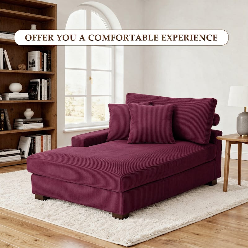 Corduroy Chaise Lounge Chair Upholstered Indoor Lounger Sofa