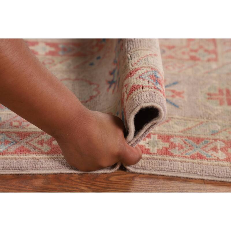 Geometric Kazak Oriental Area Rug Hand-Knotted Home Decor Wool Carpet - 8'1" x 9'10"