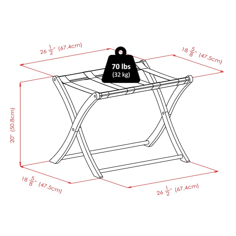 Foldable Wooden Luggage Rack Convenient Travel Companion - 26.54 x 18.66 x 20 inches