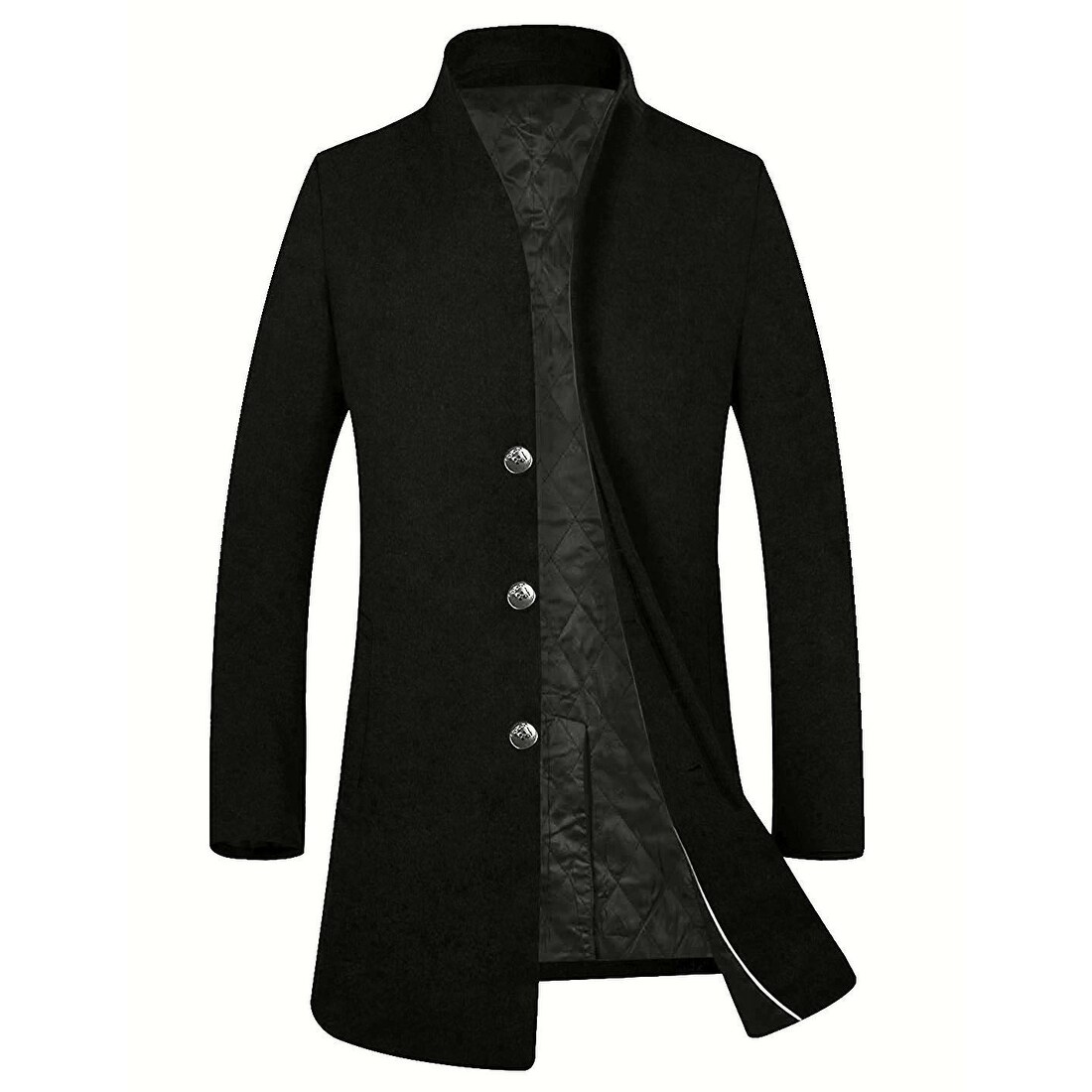 Shop Aptro Mens Jet Black Size Small S Collarless Button Down