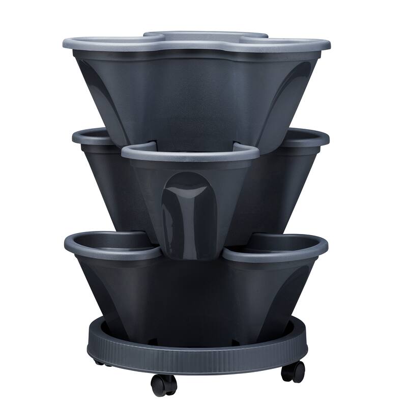 Southern Patio Gray 15.2" Vertical Garden Planter with Wheels - 15" x 18" x 15"