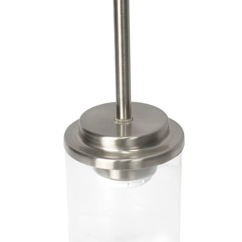 Modern Pendant Light - 1-Light Cylindrical Glass Shade with Brushed Nickel Finish - 9.5