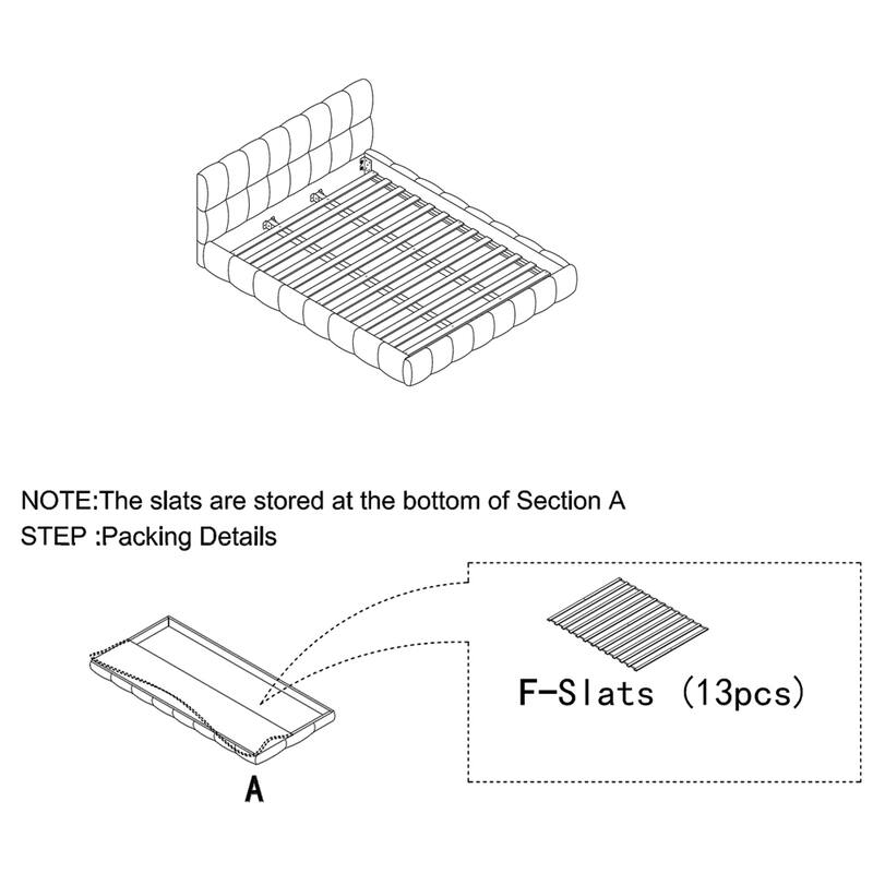 Chenille Fabric Grounded Platform Bed Upholstered Bed Frame