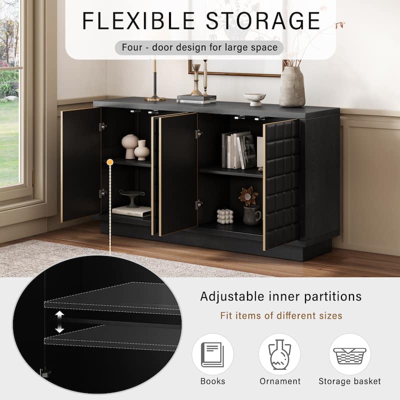 Hallway Cabinet Side Cabinet Entryway Cabinet with Geometric Doors, Chic File Cabinet Dining Cabinet Buffet Cabinet