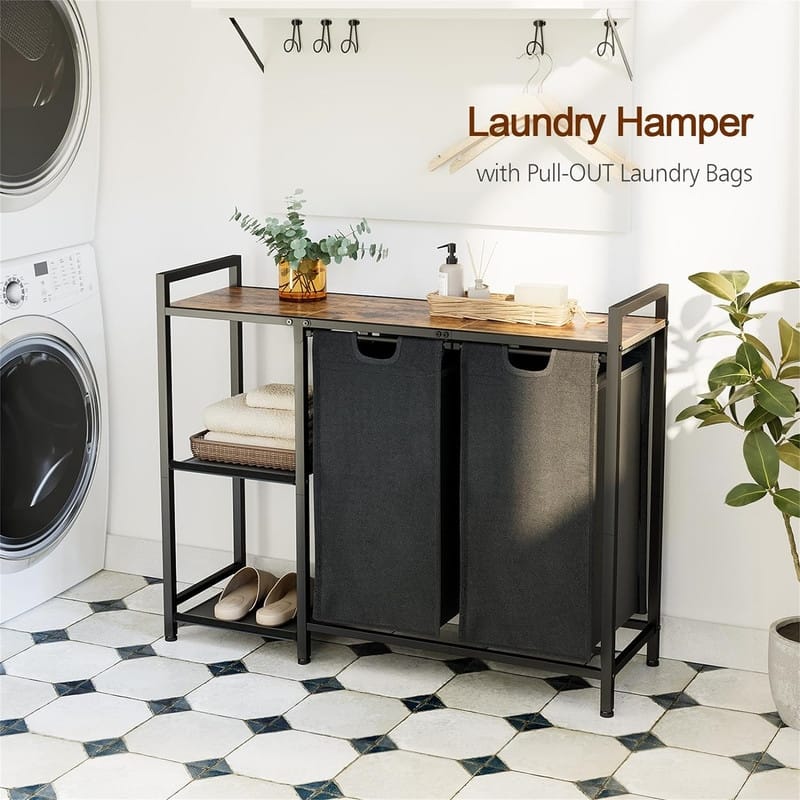 Laundry Basket 2 Section - 37.2"L x 11.8"W x 29.5"H