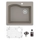 preview thumbnail 38 of 59, Karran Drop-In Quartz Composite 25 in. Single Bowl Kitchen Sink Kit Concrete