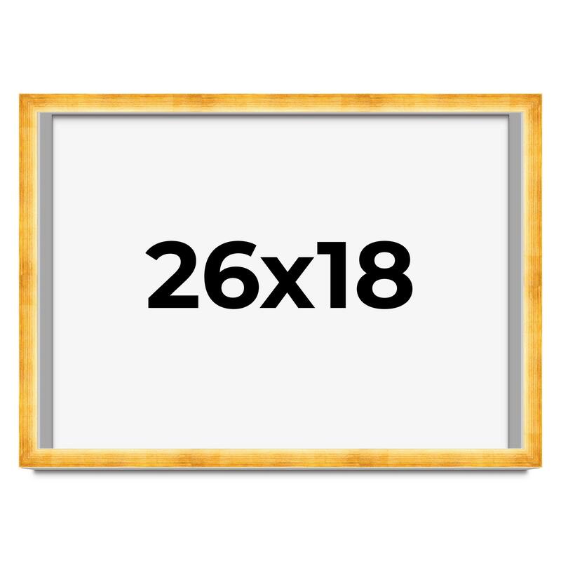 26x18 Shadow Box Frame Gold | 1.625 Inches Deep Real Wood Traditional