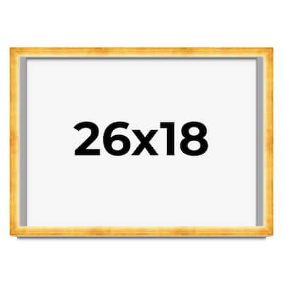 26x18 Shadow Box Frame Gold | 1.625 Inches Deep Real Wood Traditional
