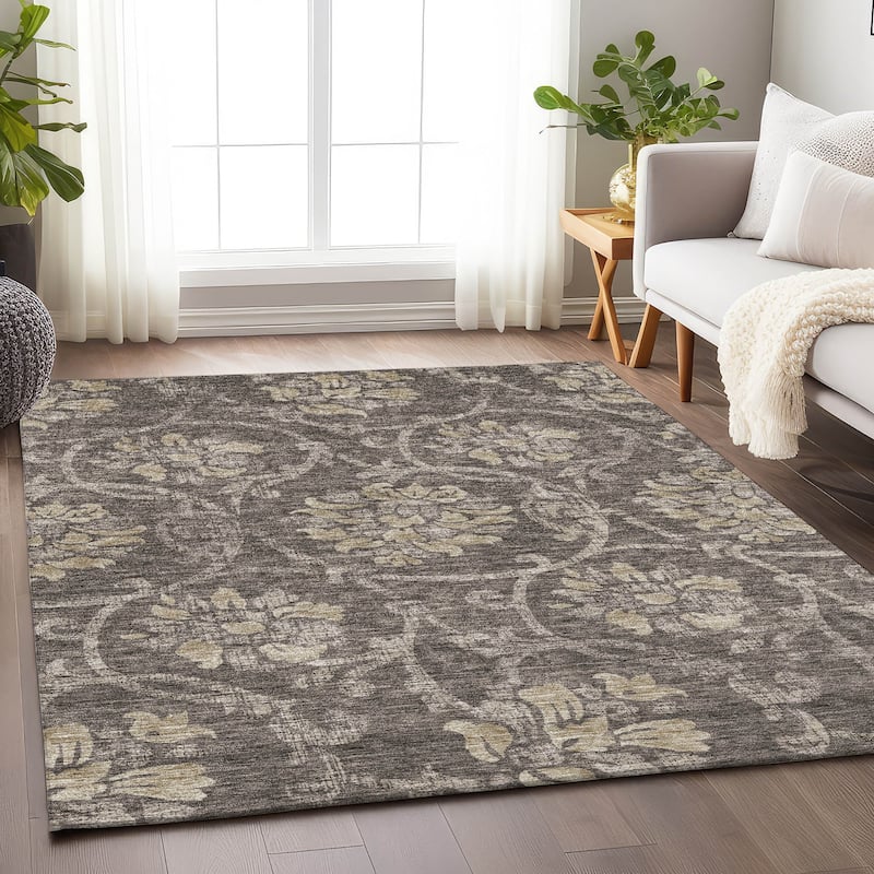Premium Washable Super Soft Persian Floral Mayfield Rug - Brown - 9' x 12' - Rectangle