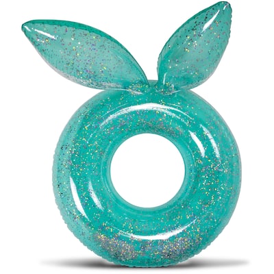 POZA Inflatable Bunny Pool Float Tube with Sparkle Silver Confetti - 36 Inch