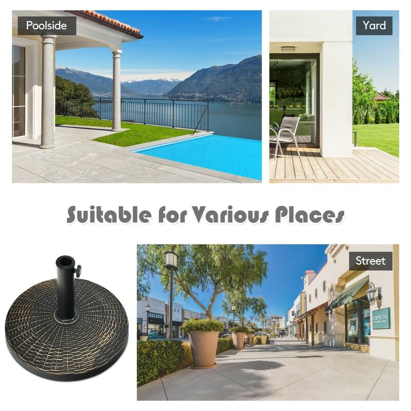 26.5lbs Patio Market Umbrella Base Stand - Bronze - 18" x 13" (D x H)