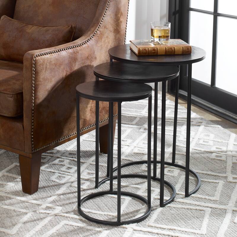 Rich Espresso Iron Nesting Tables