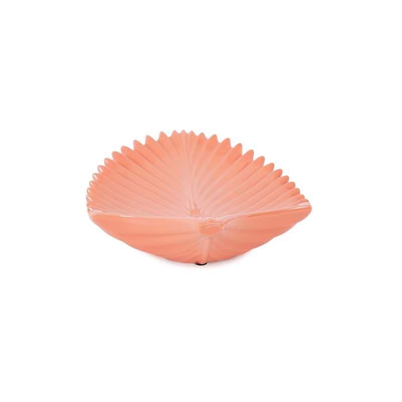 Allan Andrews Glossy Orange Ceramic Coral Reef Textured Tray - 14.25"W x 7.25"D