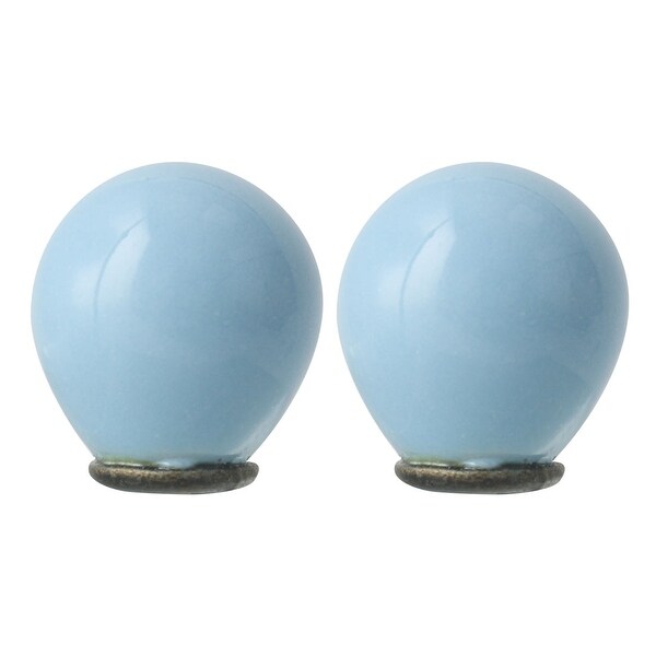 2pcs Ceramic Knobs Vintage Knob Drawer Round Puller Handle Furniture Cabinet Cupboard Wardrobe Dresser Decorative, Pale Blue