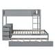 preview thumbnail 5 of 7, Gray Bunk Bed with Twin Trundle, Desk, Drawers, USB Outlets, Guardrails