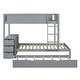 preview thumbnail 5 of 31, Twin Bunk Bed with Trundle, Desk & USB Outlets, Space-Saving Design, Grey