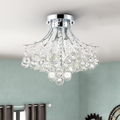 CO-Z 3-Light Crystal Raindrop Flush Mount Chandelier