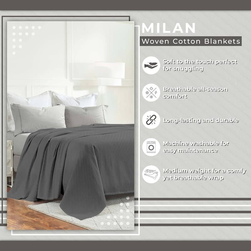 Superior Milan Cotton Textured Striped Lightweight Woven Blanket