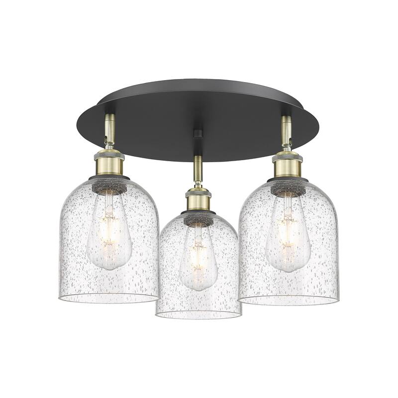 Innovations Lighting 516-3C-11-18 Bella Flush Bella 3 Light 18" Wide - Black Antique Brass / Seedy