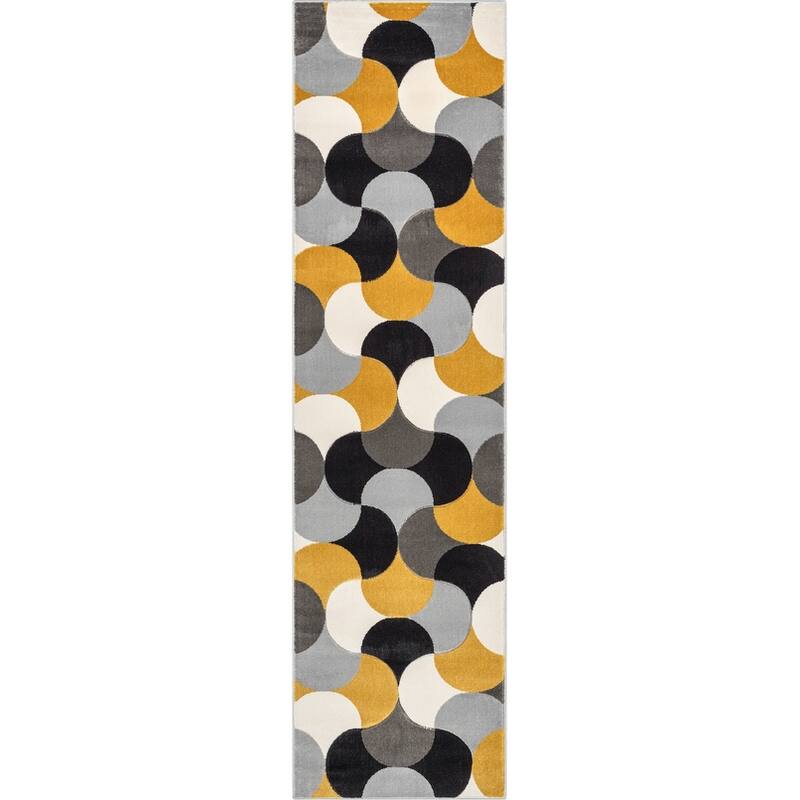 Well Woven Good Vibes Helena Modern Geometric Area Rug - 2' 7" x 9' 10" - Gold - Runner