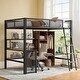 preview thumbnail 2 of 15, Full Size Metal Loft bed with Built-in Desk, Wardrobeand Shelves