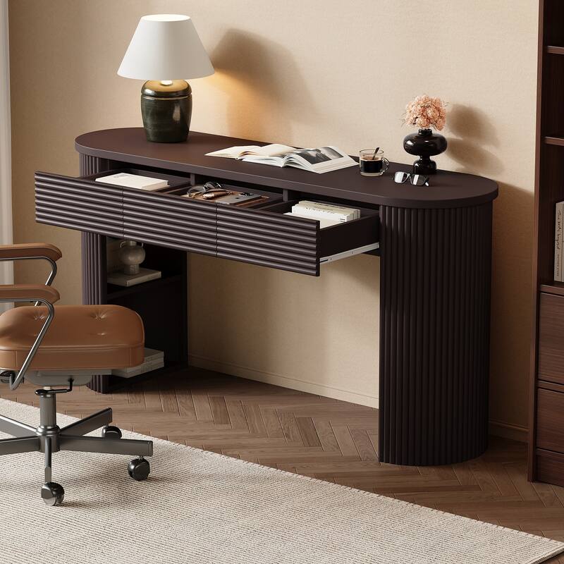 Retro Fluted Console Table with Interchangeable Legs by Christopher Knight Home - Espresso