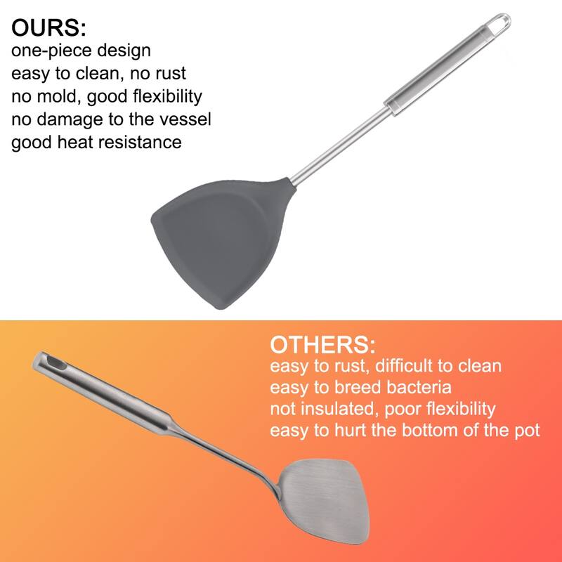 Silicone Turner Spatula Heat Resistant Non-scratch - 14.6" x 3.9"(L*W)