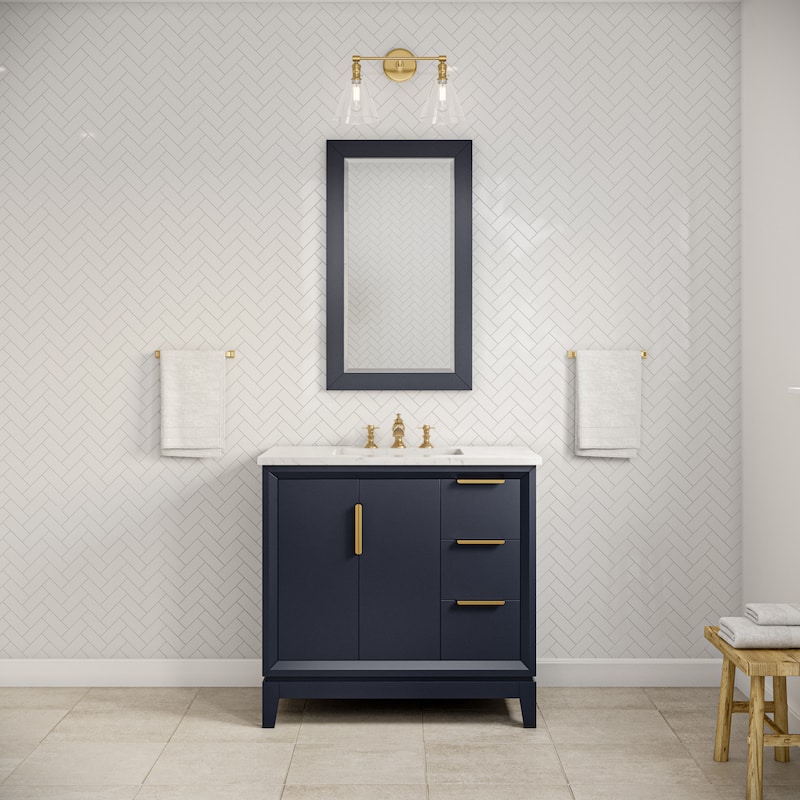 Elizabeth 36" Carrara White Marble Bathroom Vanity With Faucet
