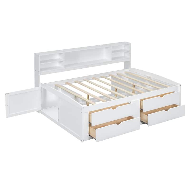 Wood Daybed with 2 Bedside Cabinets