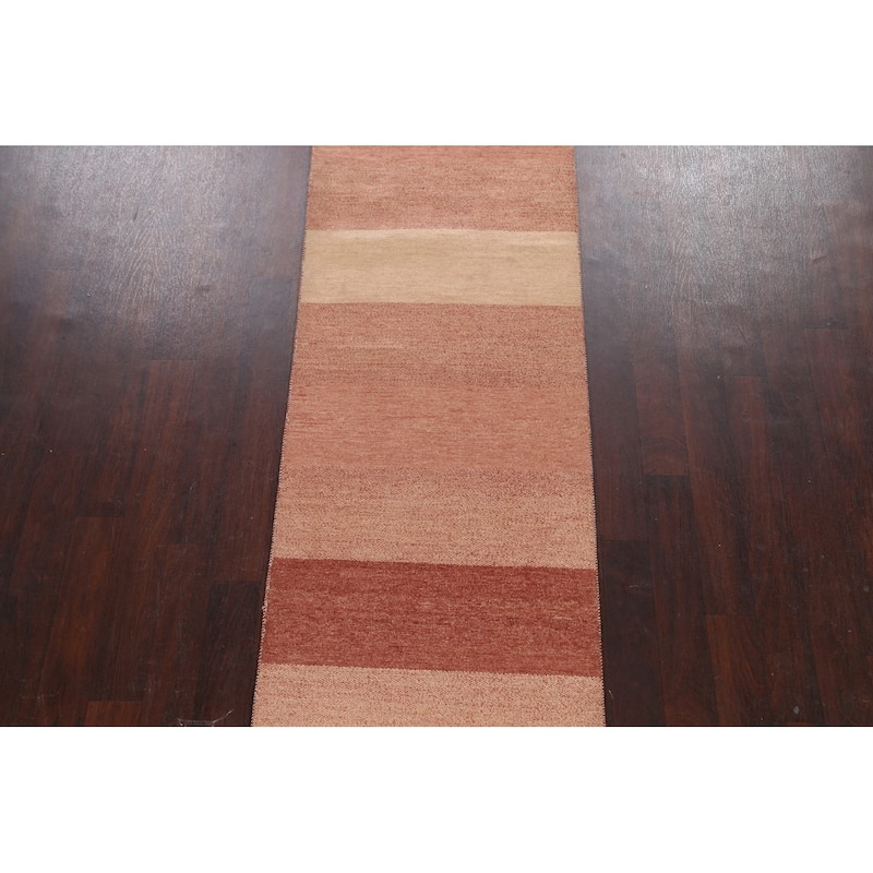 Modern Oriental Gabbeh Kashkoli Runner Rug Wool Hand-knotted - 2'7" x 15'3"