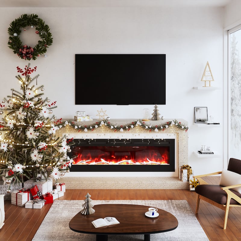 Clihome 42-72 inch Wall-mounted w/ RC (1500W) Electric Fireplace